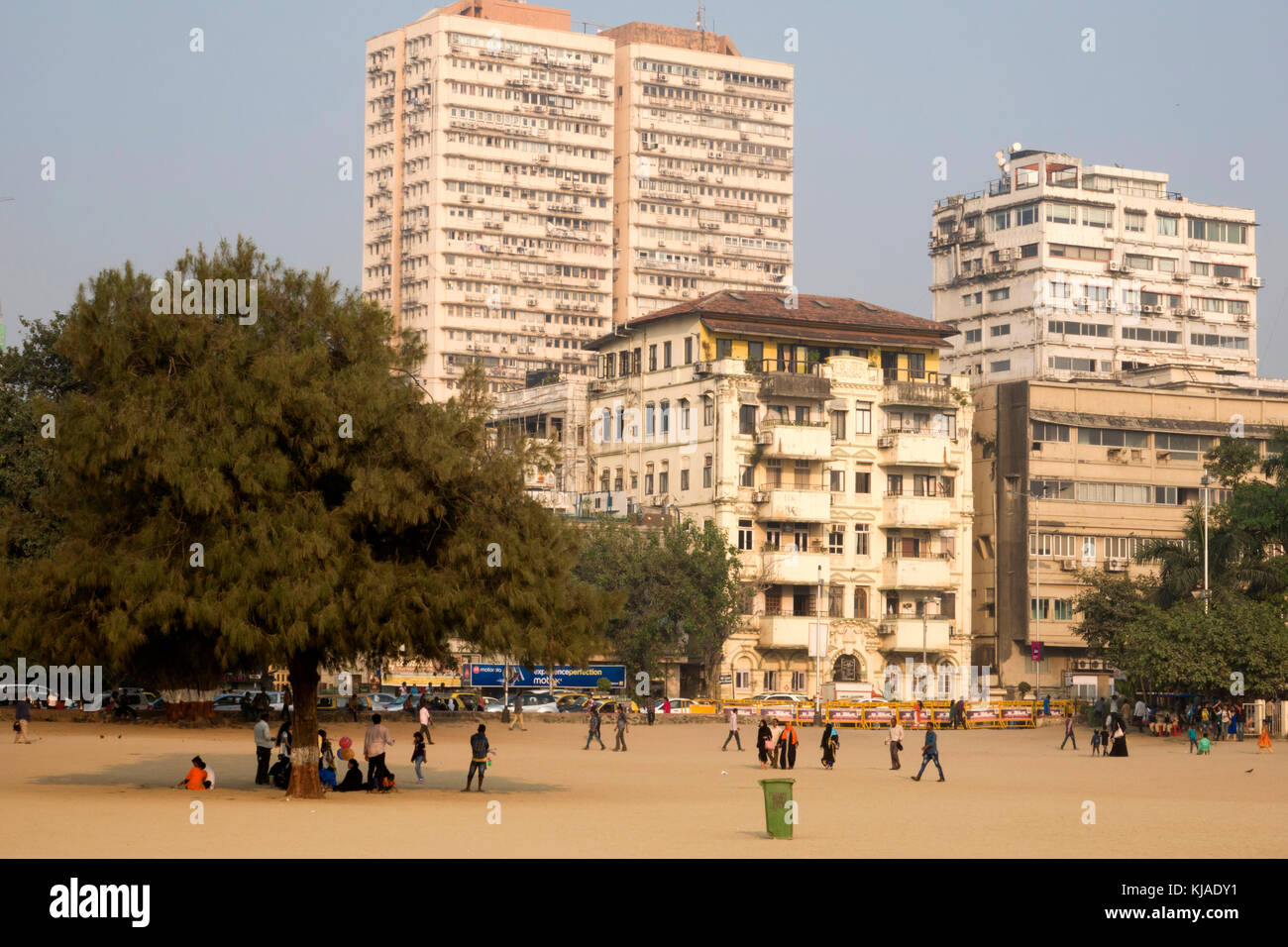 People on Chowpatty Beach, Mumbai Stock Photo