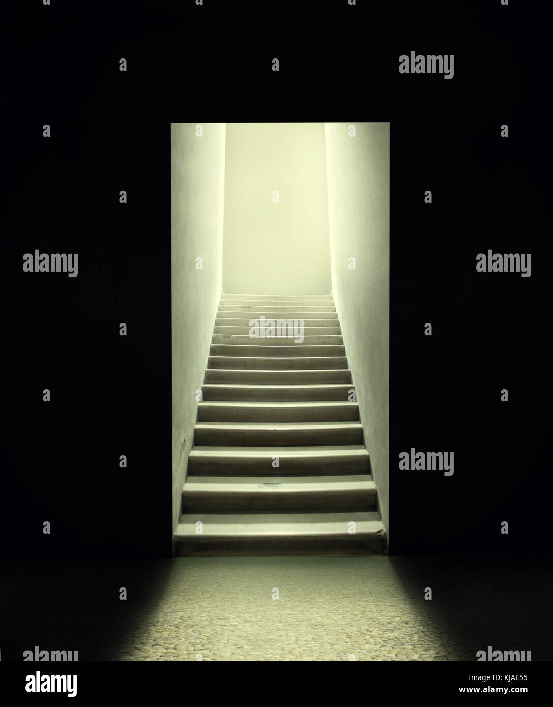 Staircase inside a room in the dark Stock Photo