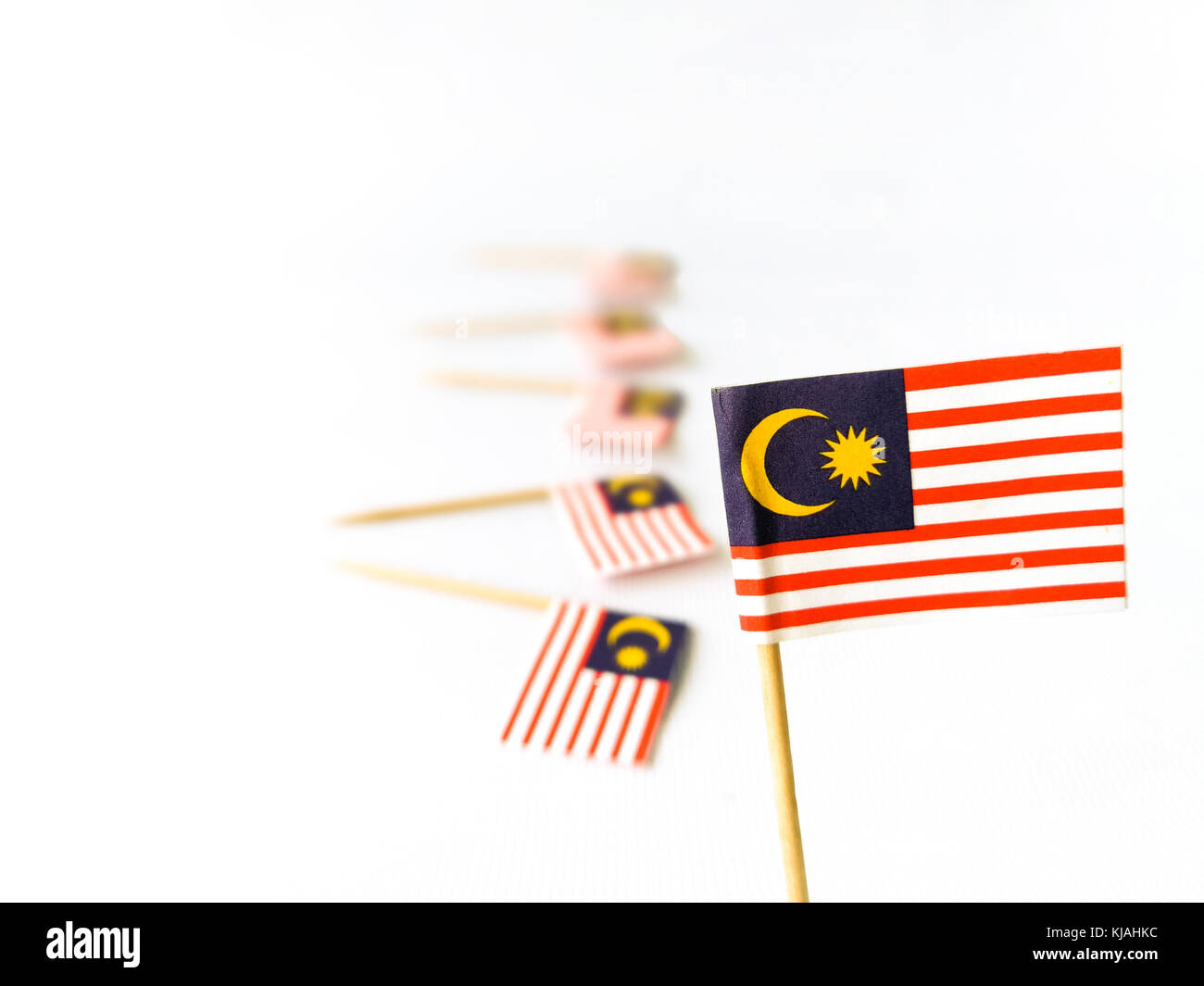 Set Of Toothpick With A Small Paper Flag Of Malaysia Lined Up And Decorated On Isolated White Background Bendera Malaysia Stock Photo Alamy