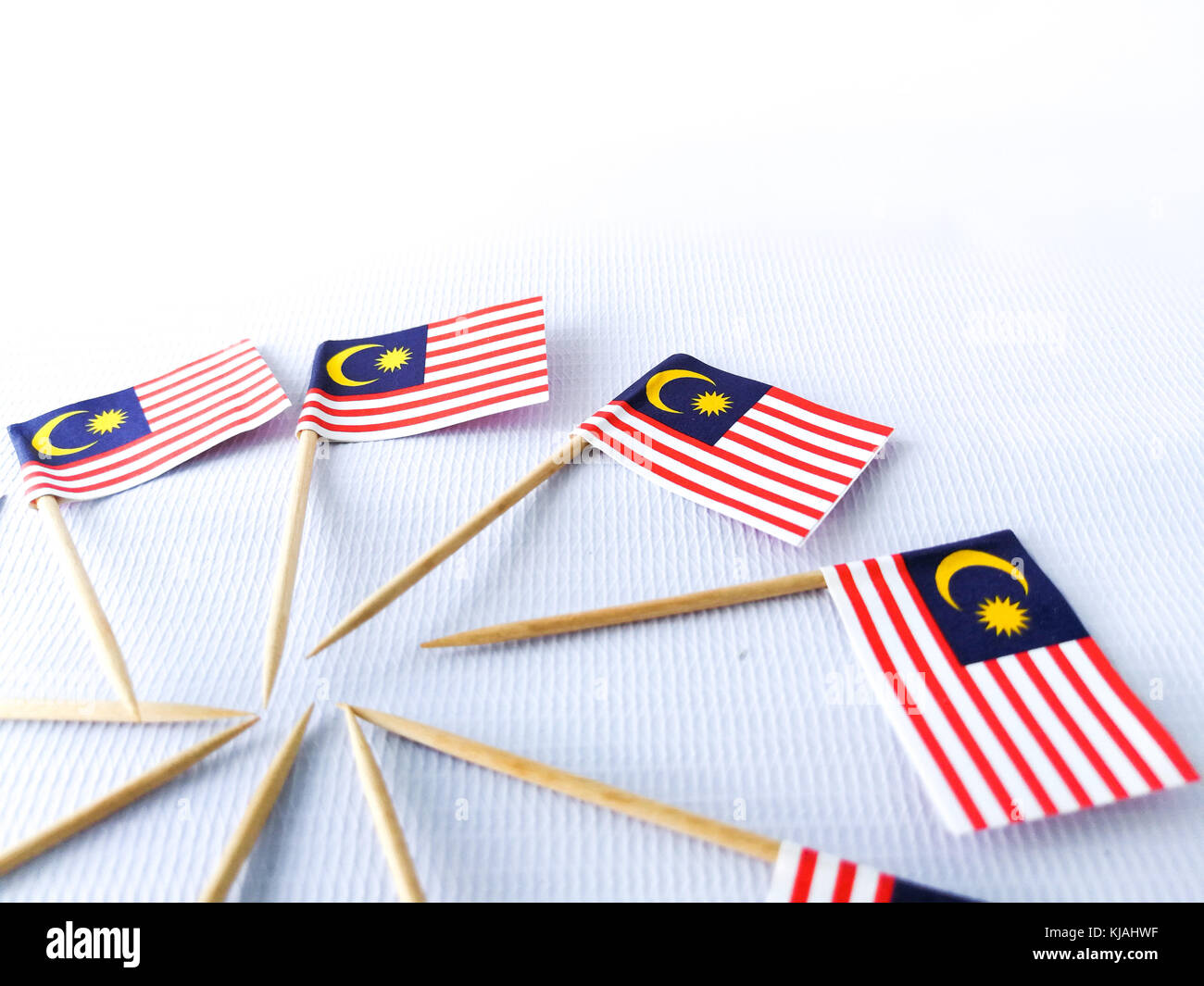 Set of toothpick with a small paper flag of Malaysia. Lined up and 