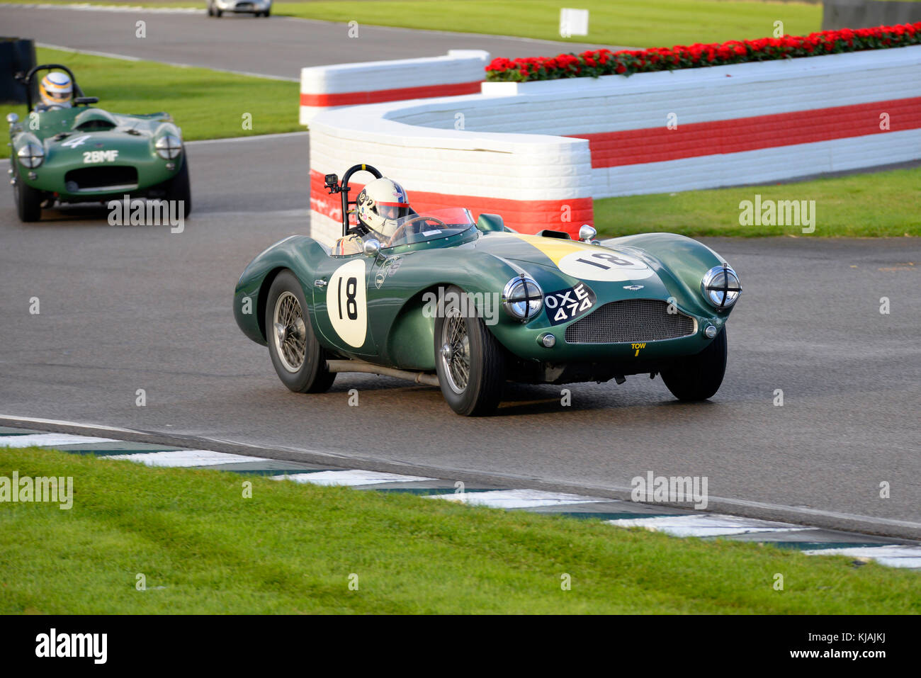 1955 Aston Martin DB3S owned and driven by Steve Boultbee Brooks racing in the Freddie March Memorial Trophy at the Goodwood Revival 2017 Stock Photo