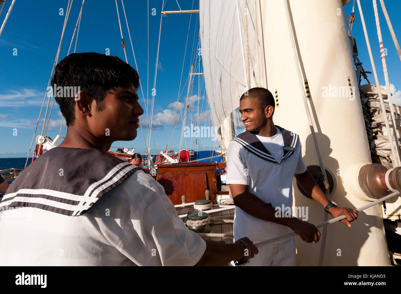 Star Clipper sailing cruise ship, Deshaies, Basse-Terre, Guadeloupe, French Caribbean, France Stock Photo