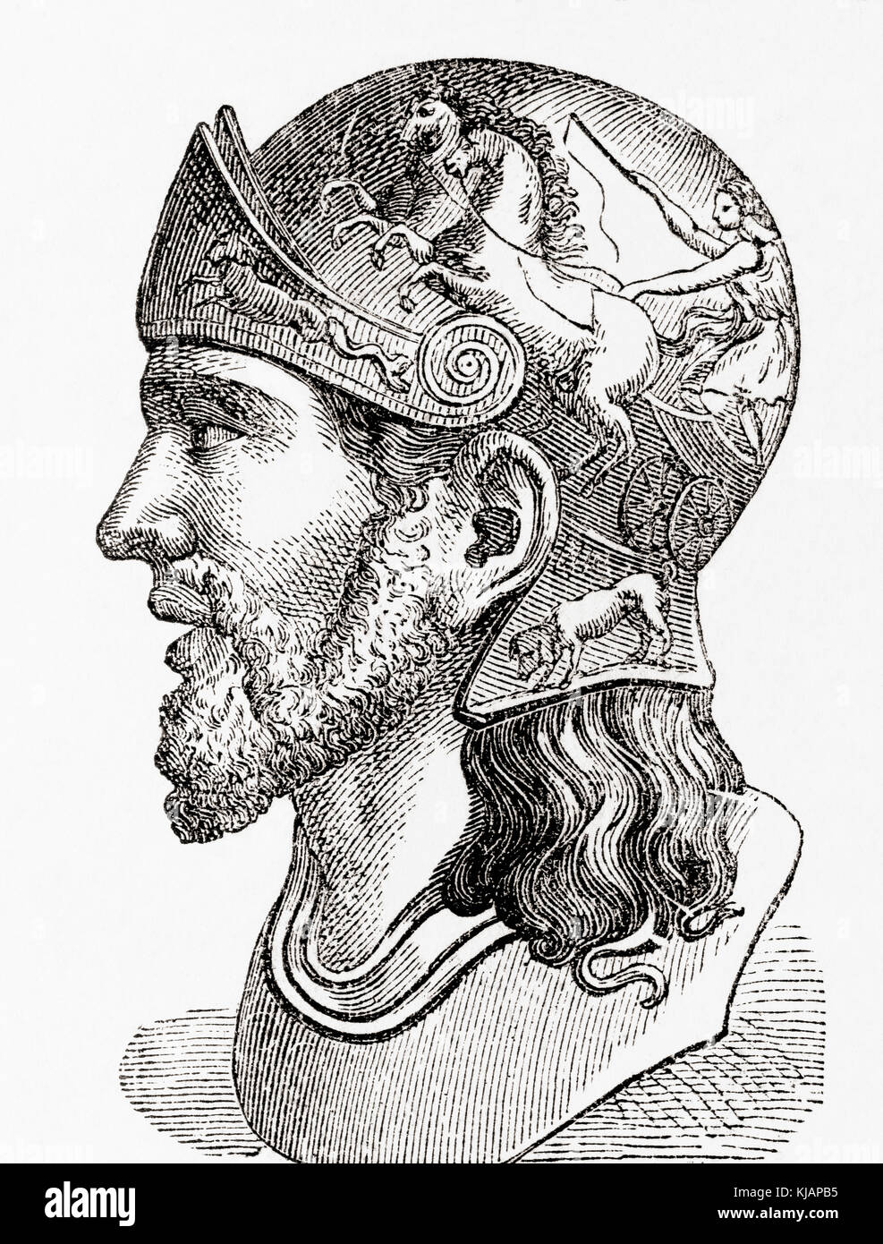 Masinissa or Masensen, c.238 – 148 BC, also spelled Massinissa and Massena. First King of Numidia. From Ward and Lock's Illustrated History of the World, published c.1882. Stock Photo