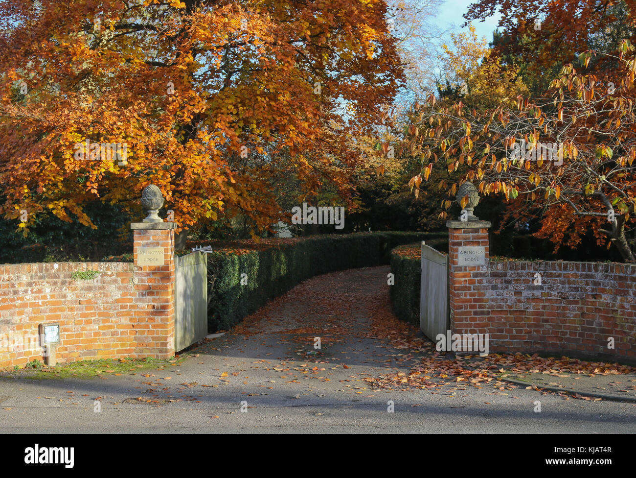 The entrance to Abington manor, Great Abington, Cambridgeshire Stock Photo