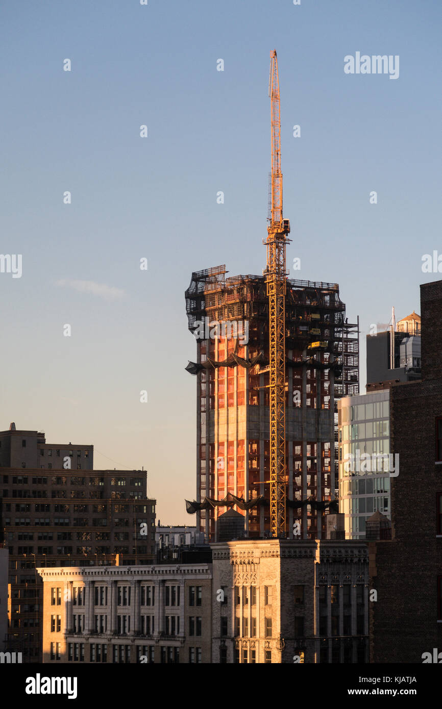 Highrise Building under Construction in New York City, USA Stock Photo