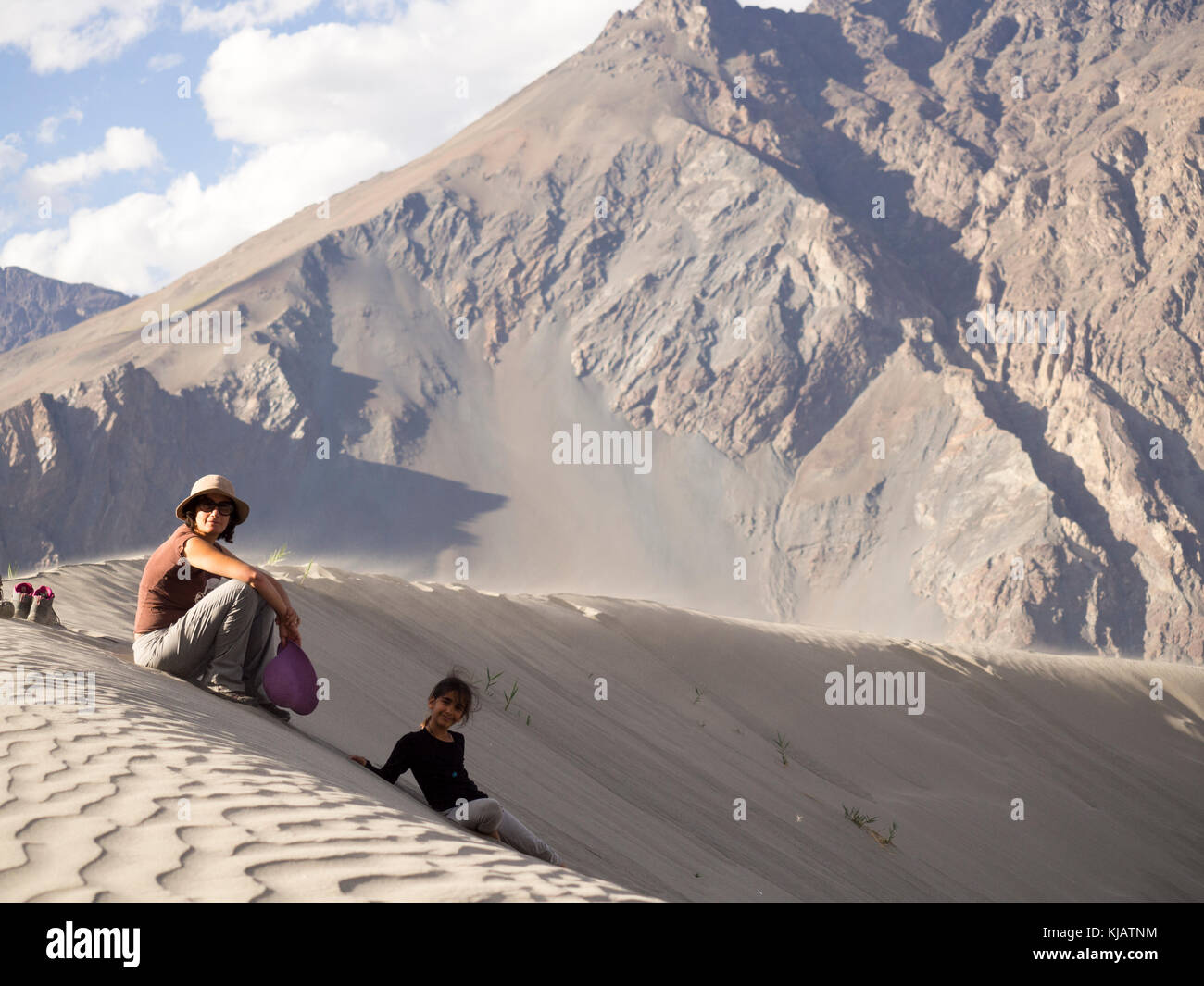 children having fun at the sand dunes - Nubra valley Ladakh India Stock ...