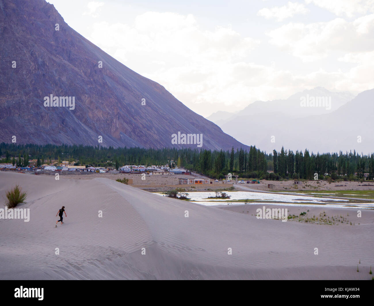children having fun at the sand dunes - Nubra valley Ladakh India Stock ...