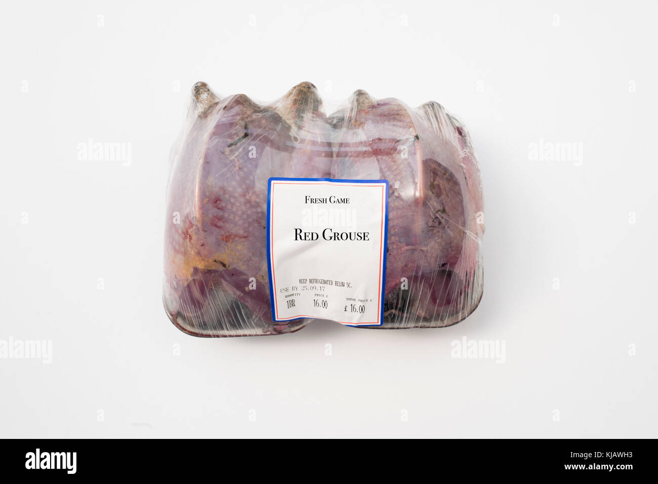 A brace of Red Grouse on sale at butchers Norfolk August Stock Photo