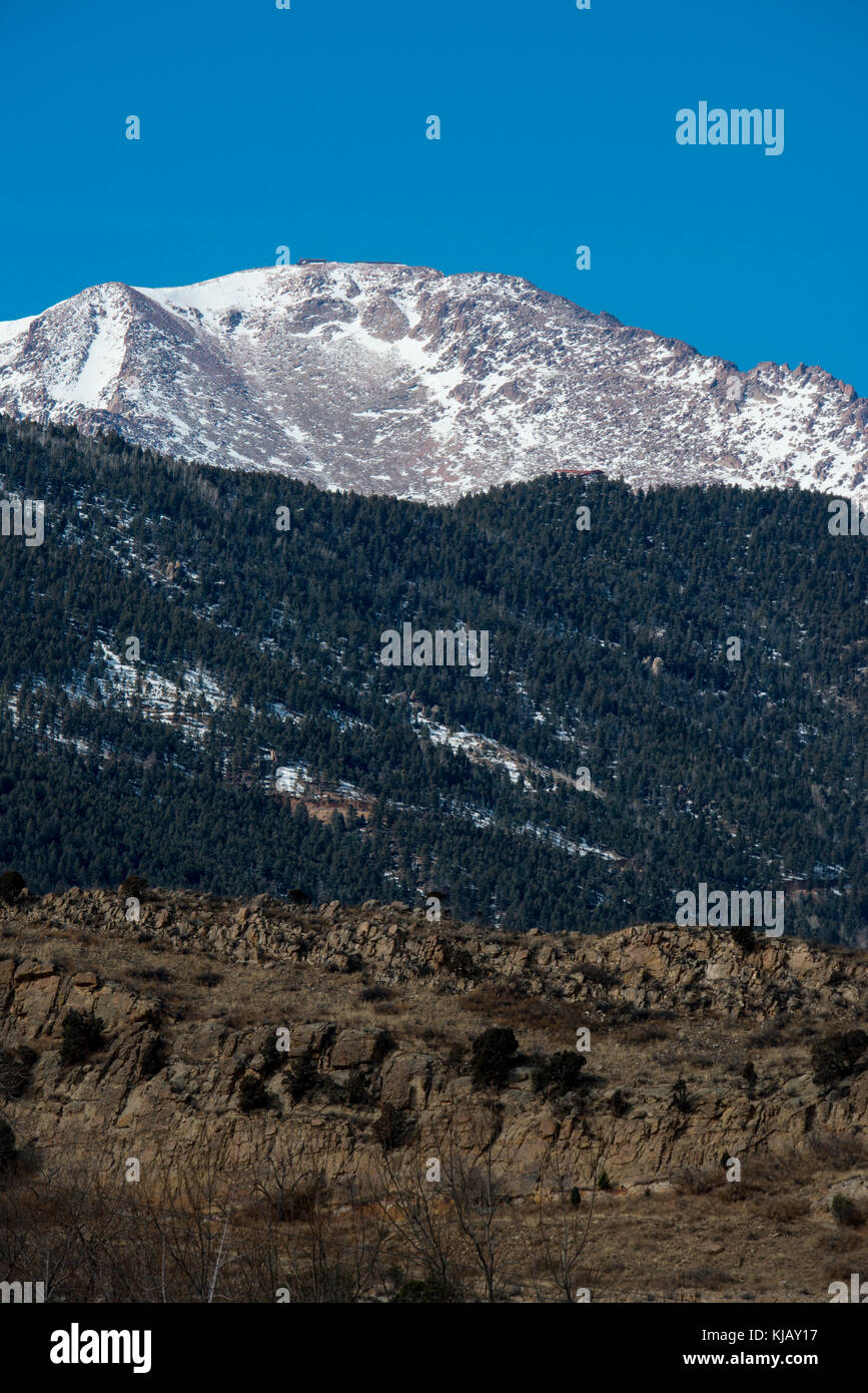 Colorado Springs, Colorado. Pikes Peak in the Pike National forest is a