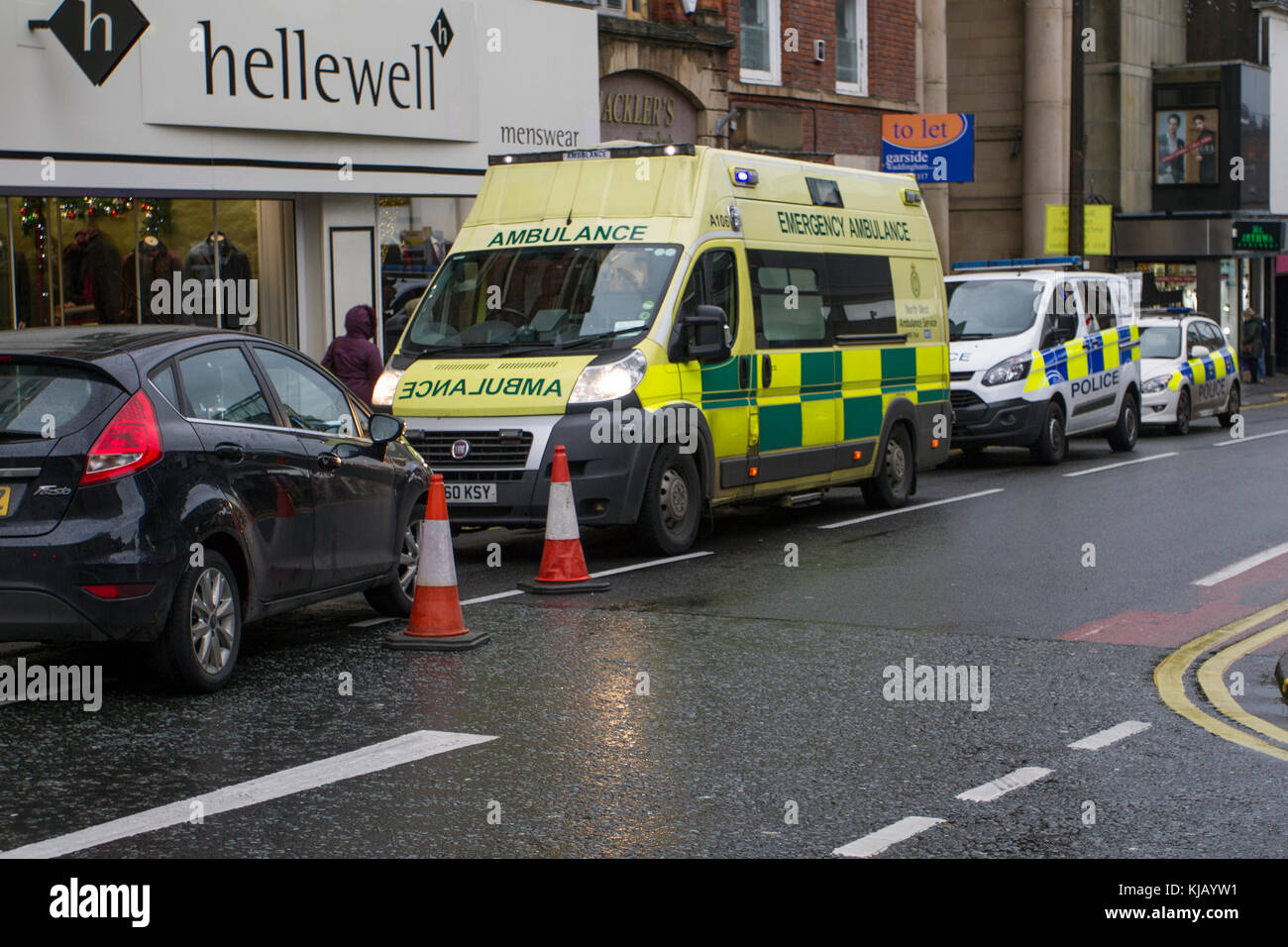 Police, Ambulance and emergency vehicles attend road accident in one