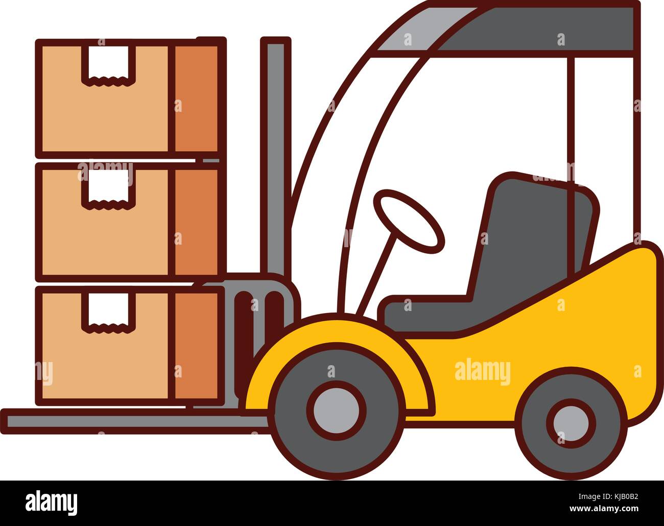logistic forklift cardboard boxes transport cargo Stock Vector Image ...