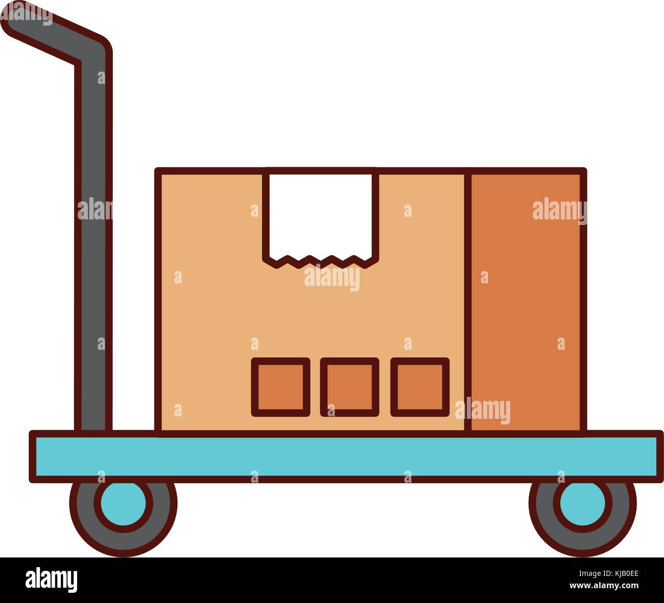 hand truck with cardboard box storage Stock Vector Image & Art - Alamy