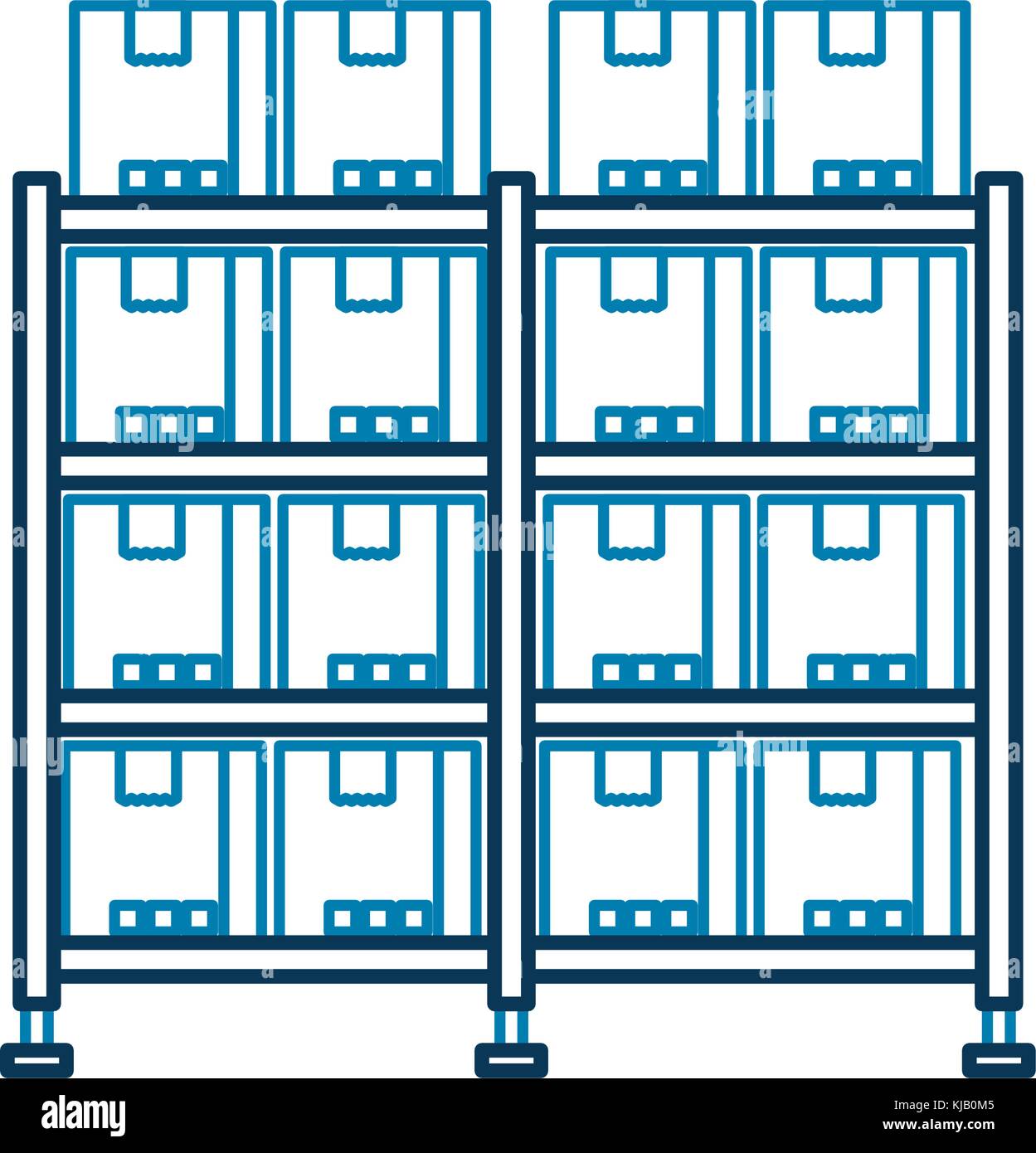shelf with carton boxes warehouse storage cardboard cargo Stock Vector ...