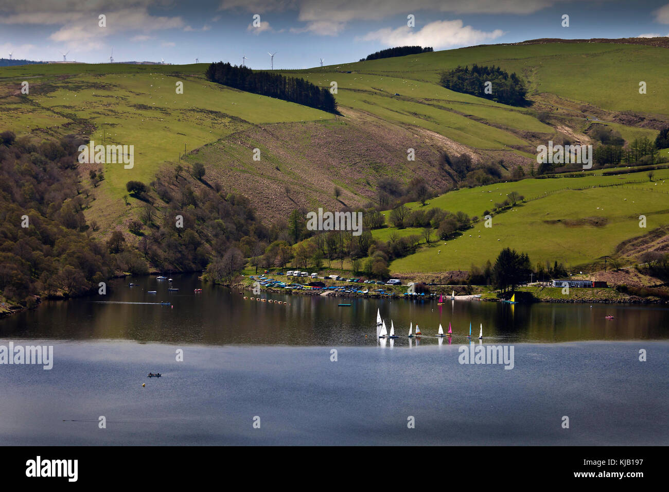 Water sports on Clywedog Reservoir, Mid Wales , UK Stock Photo