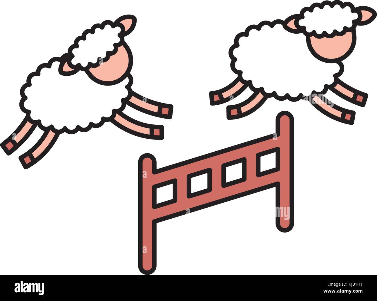 Cute lambs jumping the fence Stock Vector Image & Art - Alamy