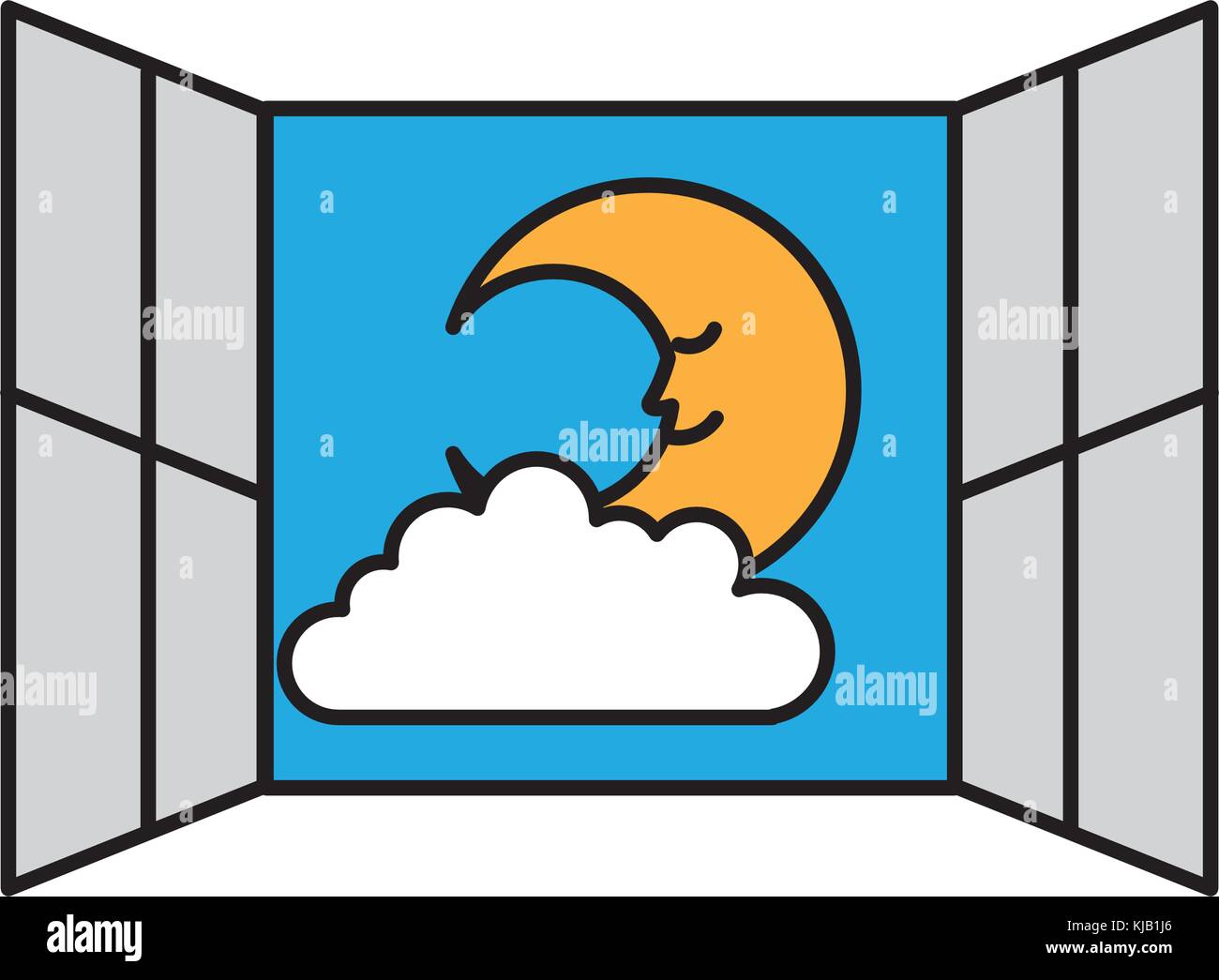windows bedroom with cute moon Stock Vector Image & Art Alamy