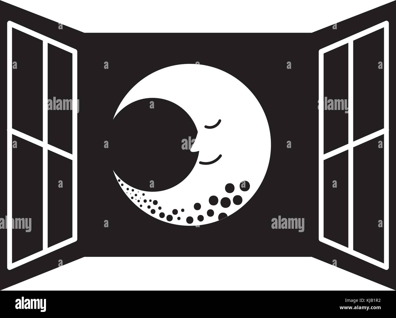 windows bedroom with cute moon Stock Vector Image & Art Alamy