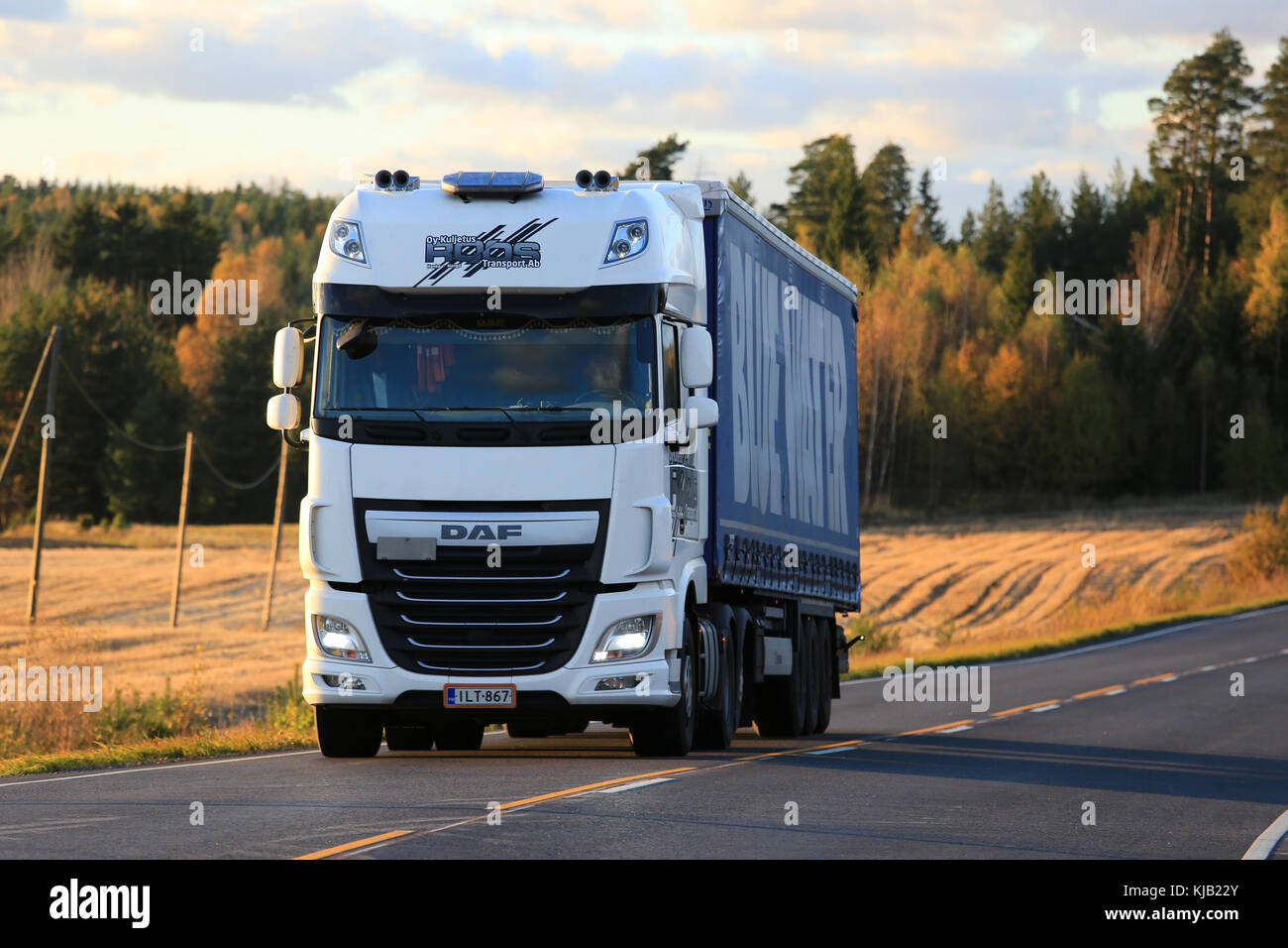 White New Generation DAF XF 480 heavy truck, Netherlands plates, on the  road heading to Power Truck Show 2021. Ikaalinen, Finland. August 12, 2021  Stock Photo - Alamy