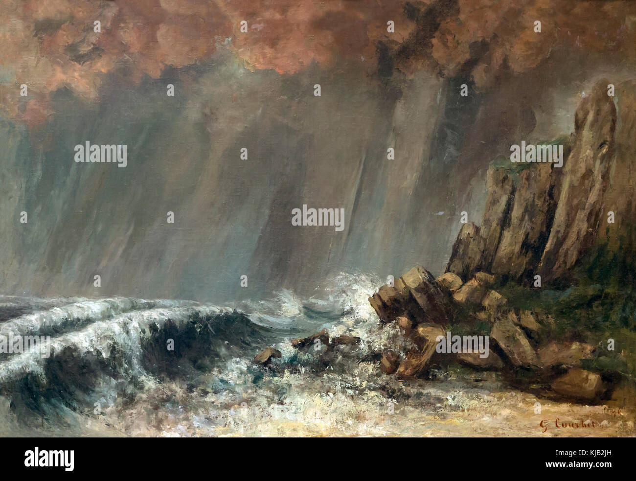 Marine, The Waterspout, Gustave Courbet, 1870, Metropolitan Museum of Art, Manhattan, New York City, USA, North America Stock Photo