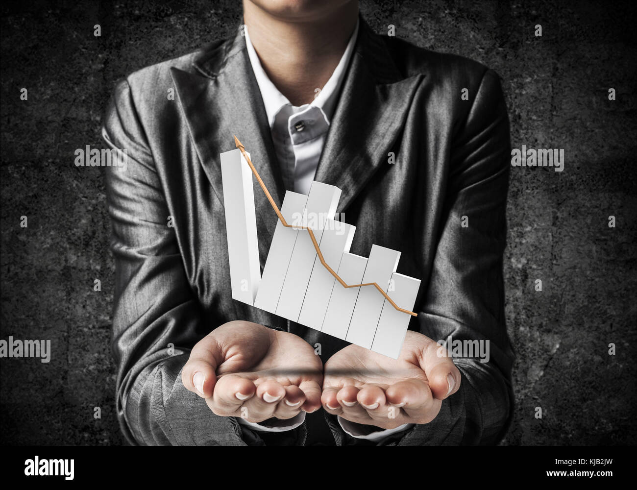Businessman presenting growing graph Stock Photo - Alamy