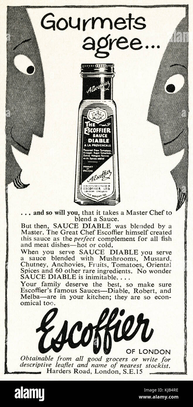 1950s old vintage original advert british magazine print advertisement advertising Sauce Diable