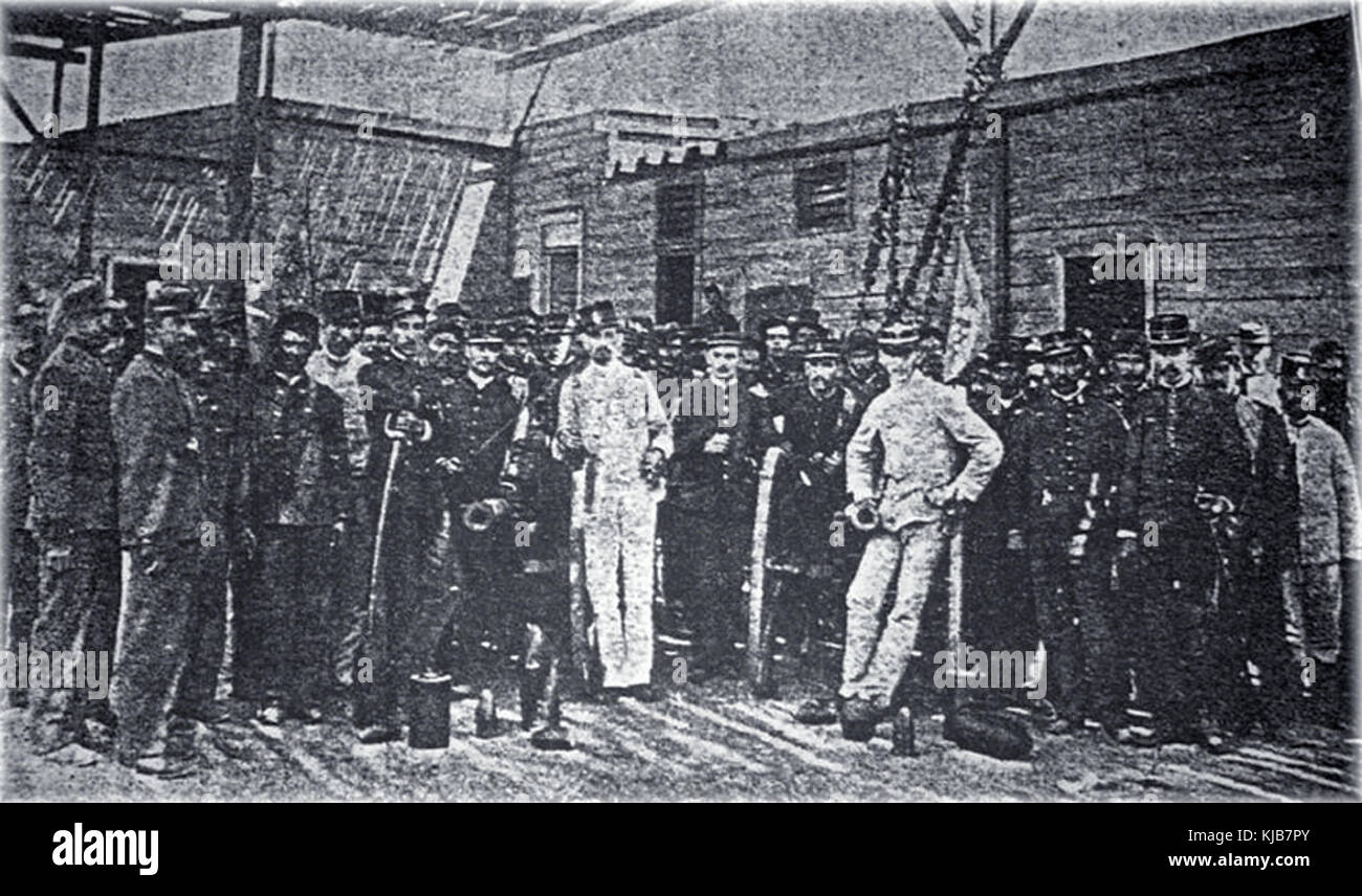 Unidad de artilleria gobiernista Chile 1891 Stock Photo