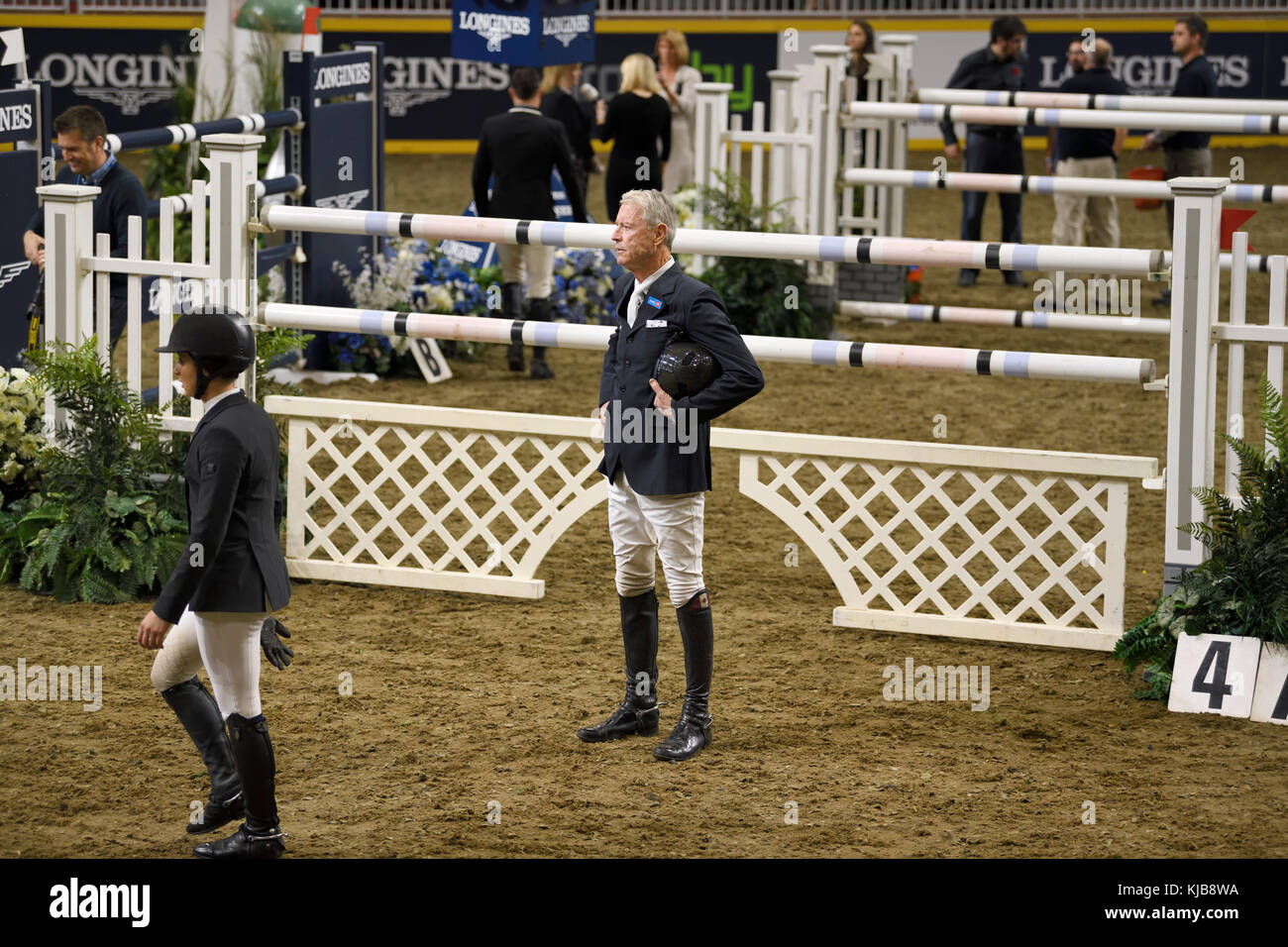 Adrienne Sternlicht and Ian Millar walking the course at Longines FEI World Cup Show Jumping international competition Royal Horse Show Toronto Stock Photo