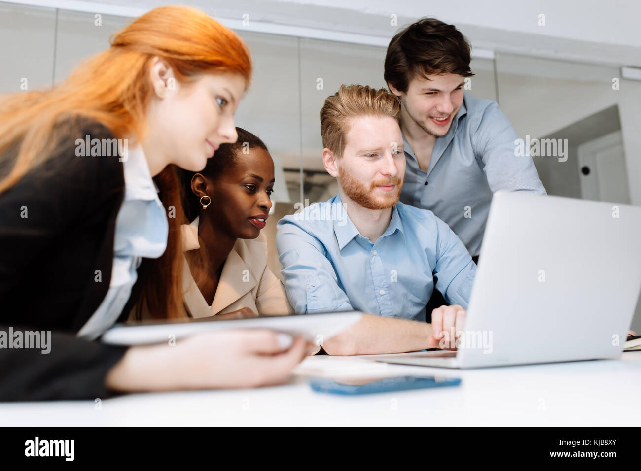 Group of business people working in office Stock Photo - Alamy