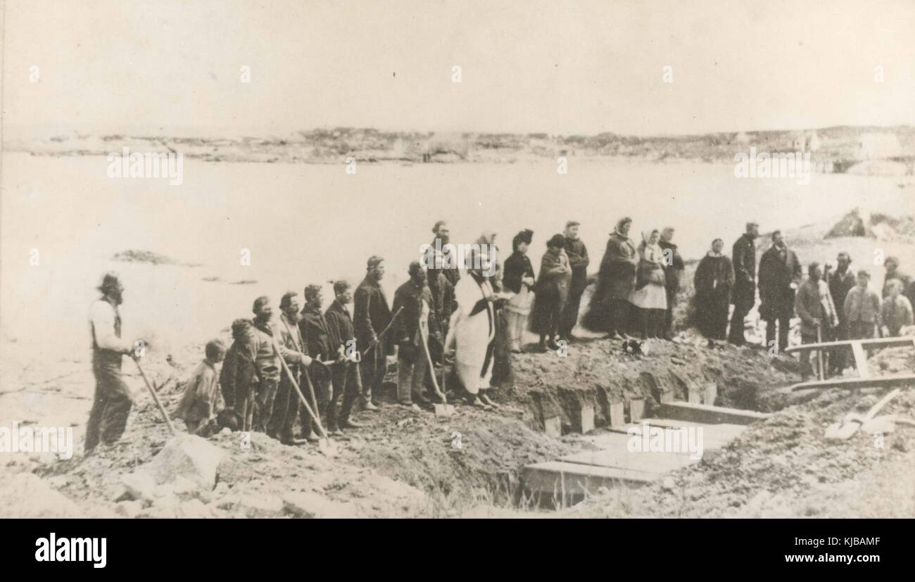 Burial service of victims of wreck of SS Atlantic, at Lower Prospect, Halifax County, Nova