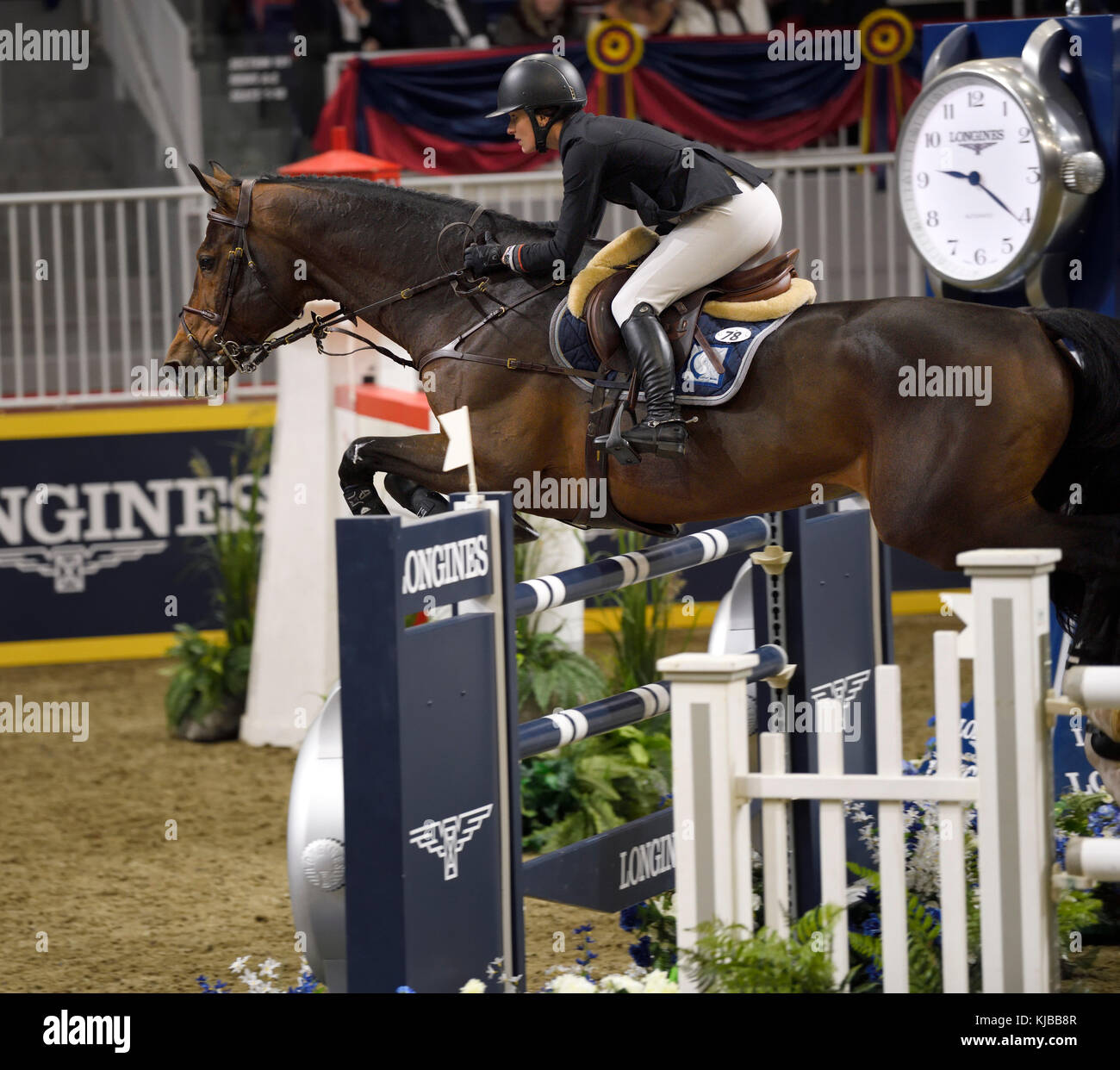 Vanessa Mannix Canada riding Grand Cru VD VIJF Eiken in the Longines FEI World Cup Show Jumping competition at the Royal Horse Show Toronto Stock Photo