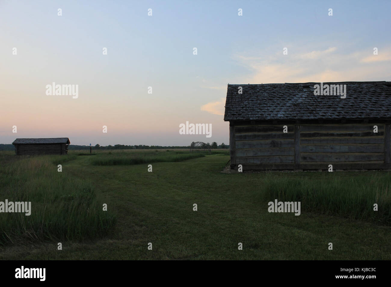 Gfp indiana prophetstown state park dusk view of indian settlement ...