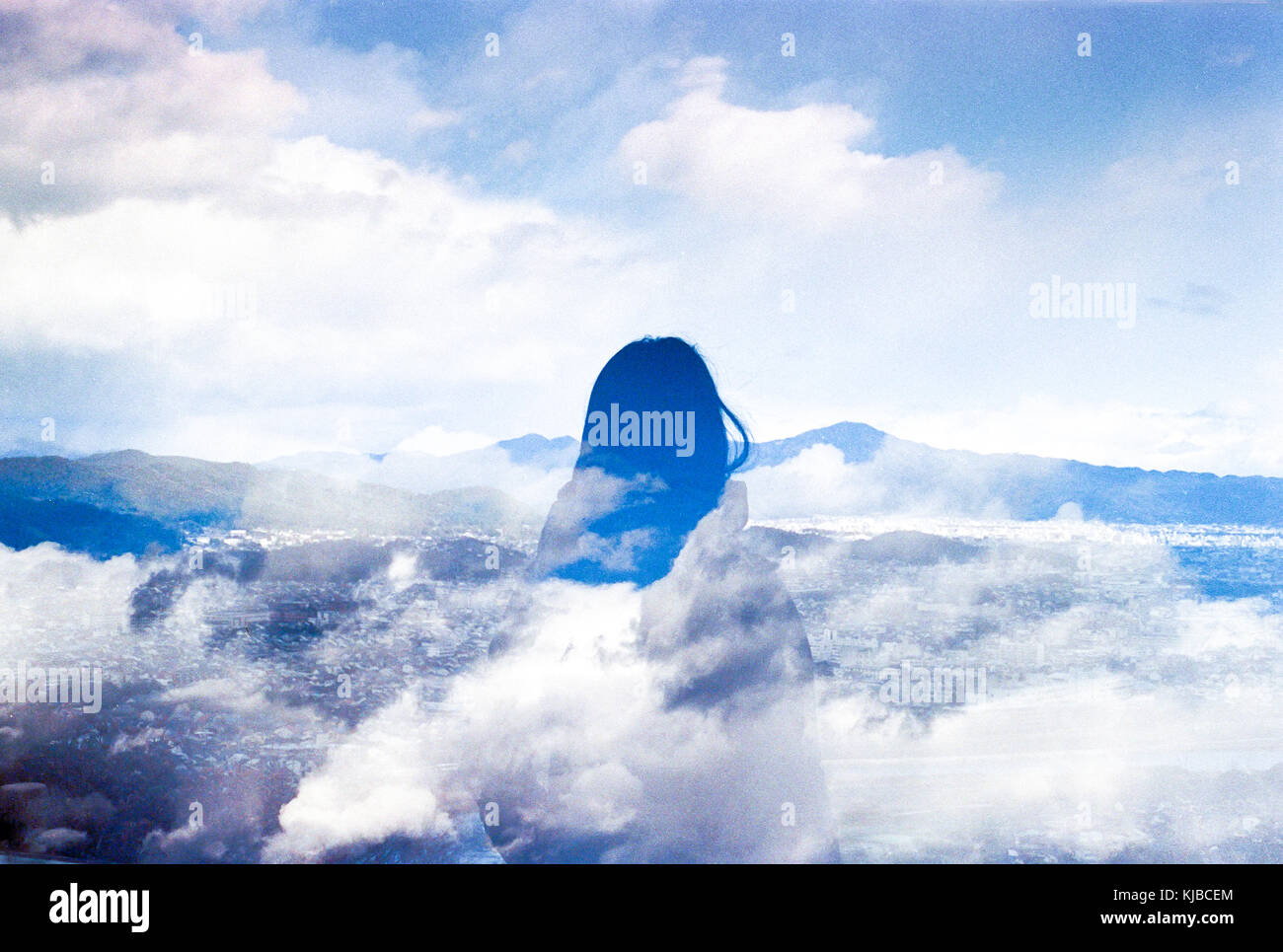 Double exposure silhouette girl looking hi-res stock photography and ...