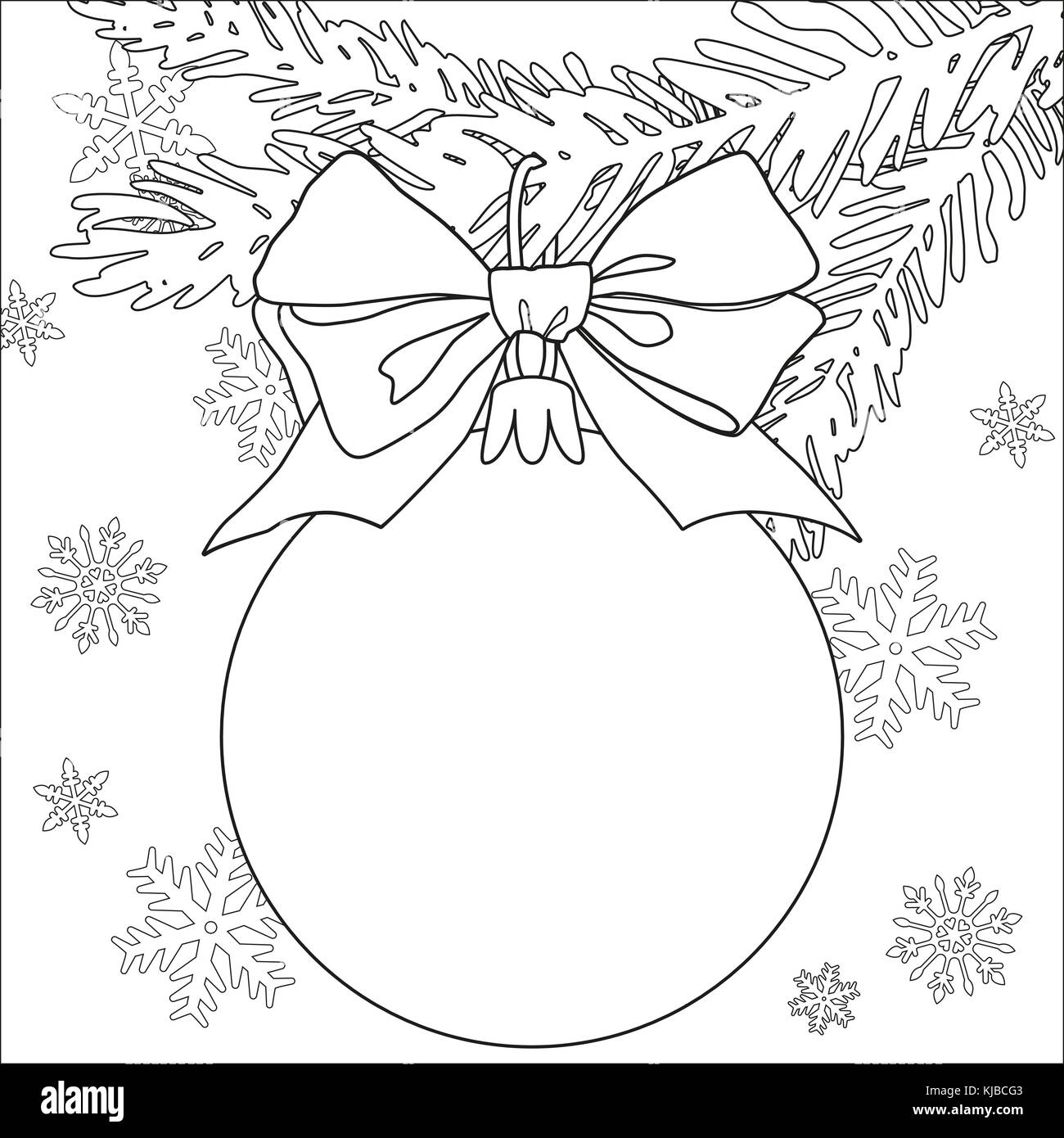 Christmas theme black and white poster with tree branch, decorations