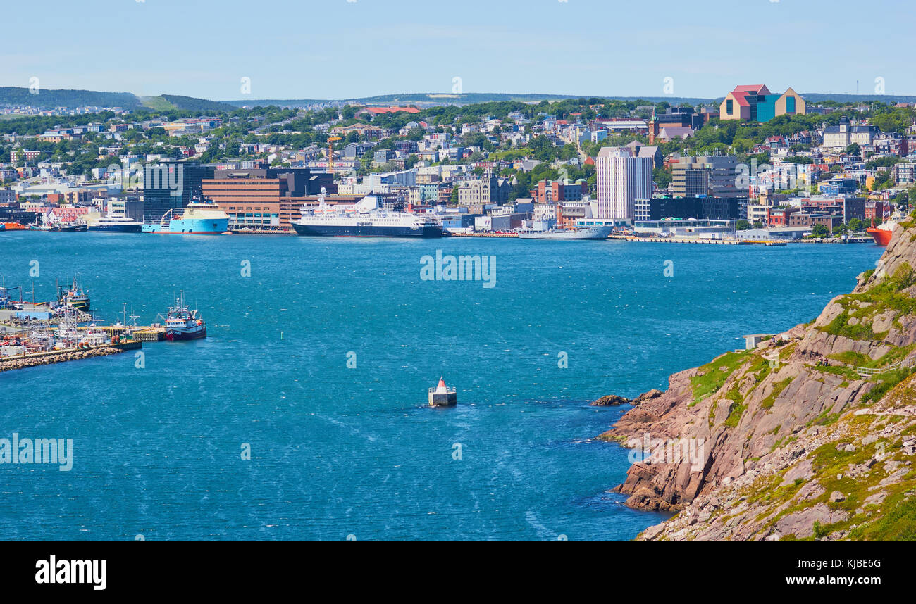 City of St John's from the North Head trail, Signal Hill, Newfoundland, Canada Stock Photo