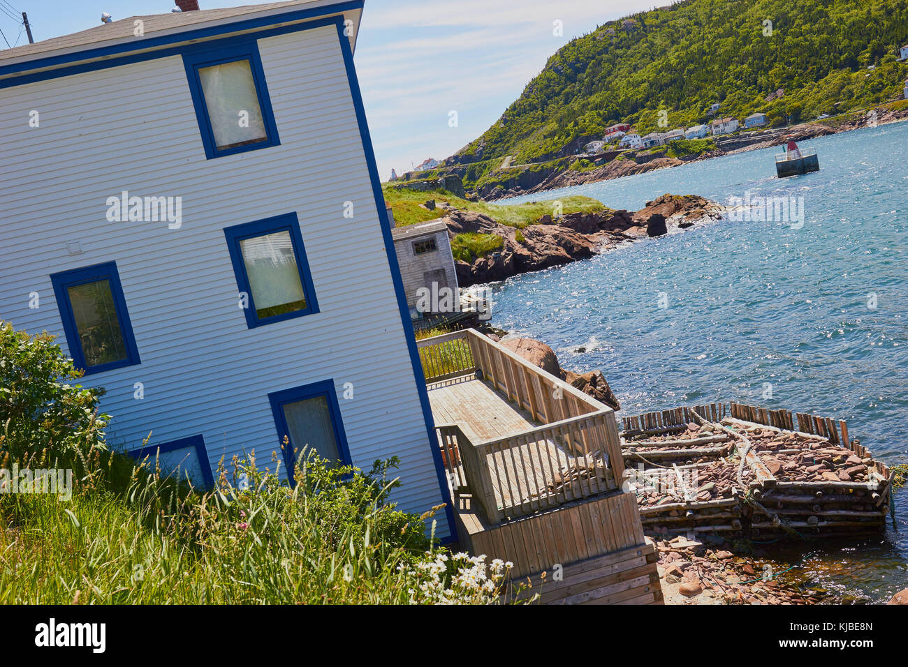 Waterfront wooden house in The Battery neighbourhood, Signal Hill, St John's, Newfoundland, Canada Stock Photo