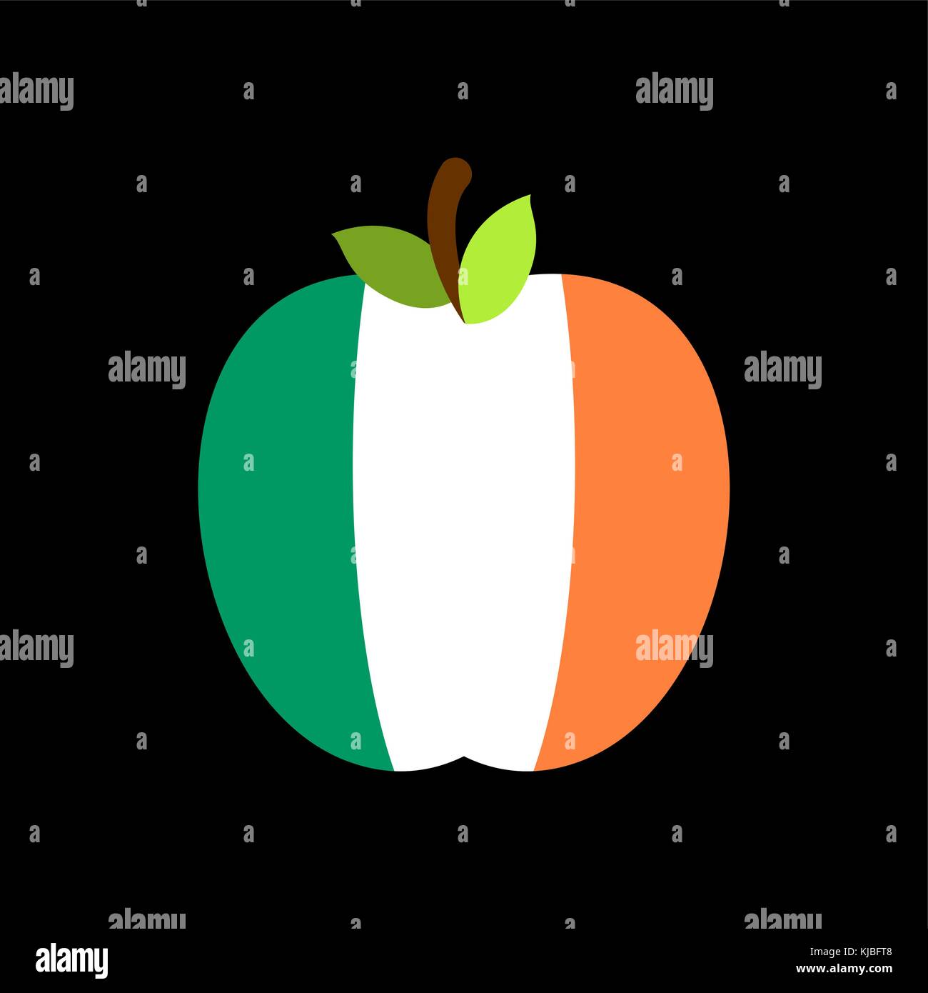 Apple Ireland flag. Irish National Fruit. Vector illustration Stock
