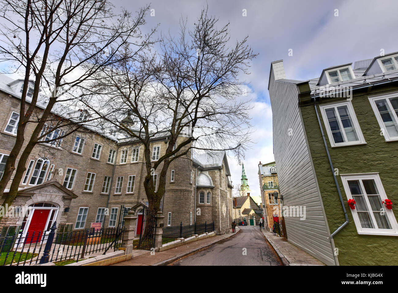 Ursulines of Quebec Church historical Old Quebec. The Ursulines founded the first school for females in North America, in 1642. Stock Photo