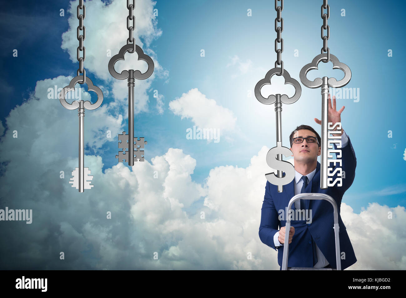 Businessman in key to financial success concept Stock Photo - Alamy