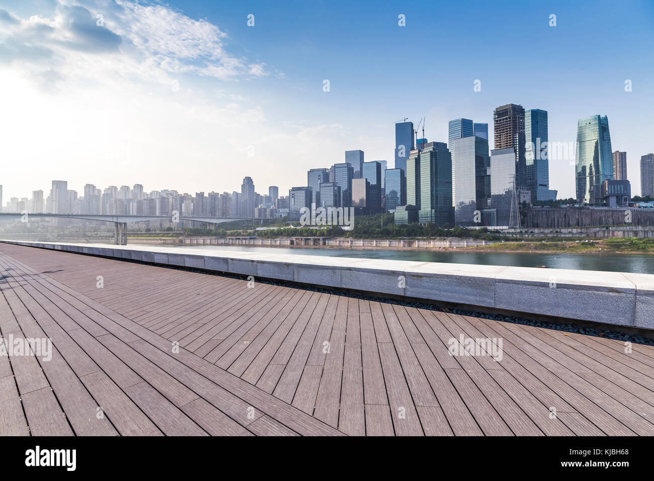 Panoramic Skyline And Buildings With Empty Concrete Square Floor Chongqing City China Stock Photo Alamy