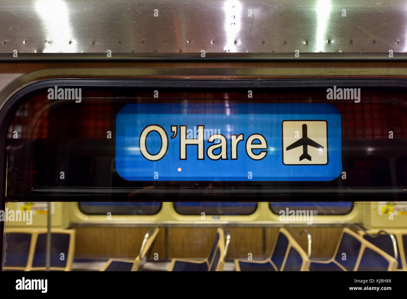 Chicago - September 8, 2015: Subway station leading into O'Hare Airport in Chicago. Stock Photo