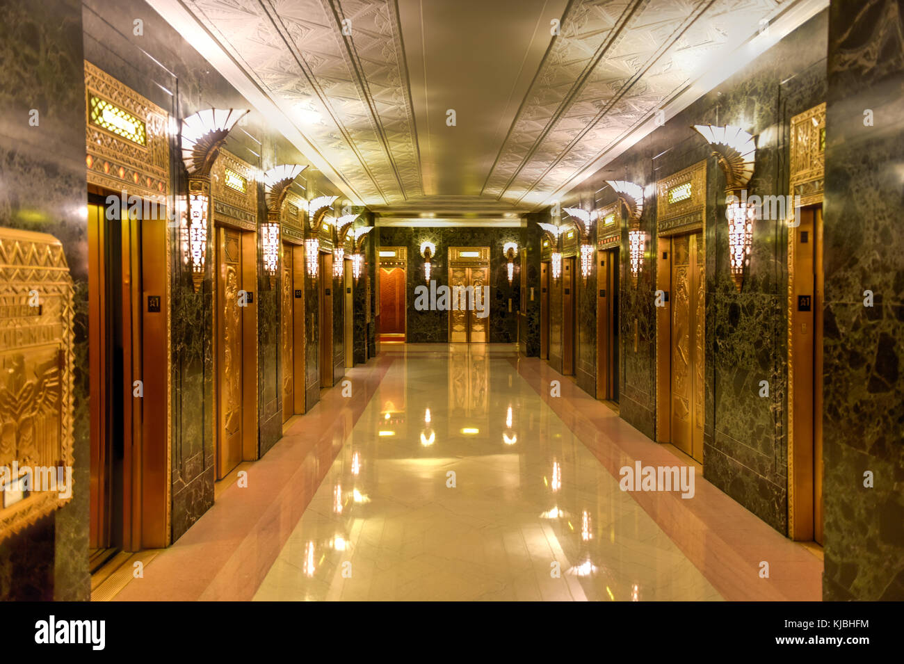 Chicago - September 7, 2015: Lobby of One North LaSalle Building in the loop district. Stock Photo