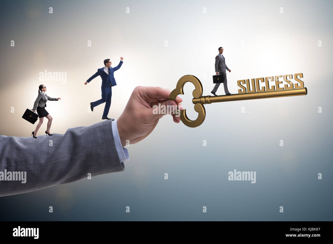 Businessman with key to success business concept Stock Photo - Alamy
