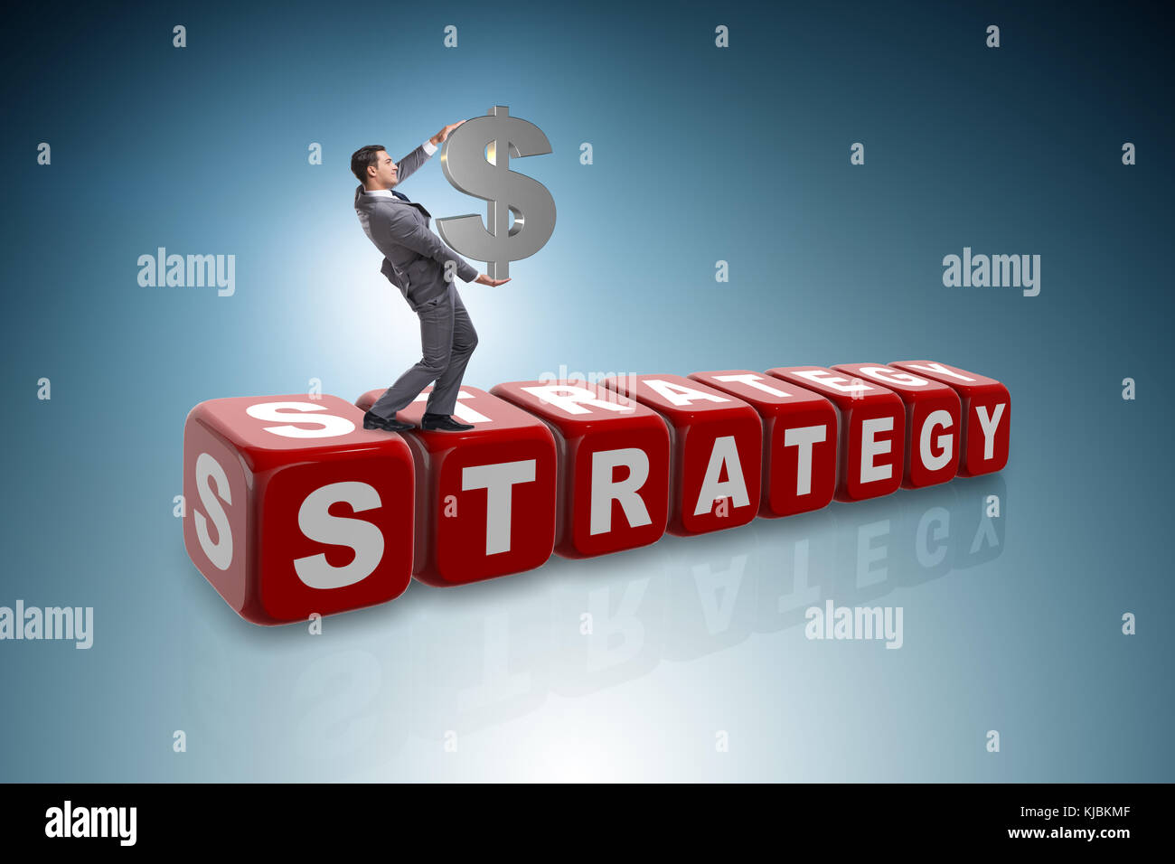 Businessman holding dollar sign in strategy concept Stock Photo - Alamy