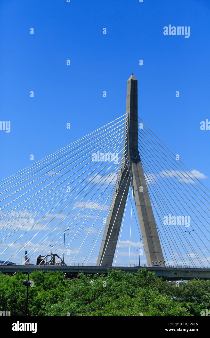 White Tower on Suspension Bridge in Boston Stock Photo Alamy