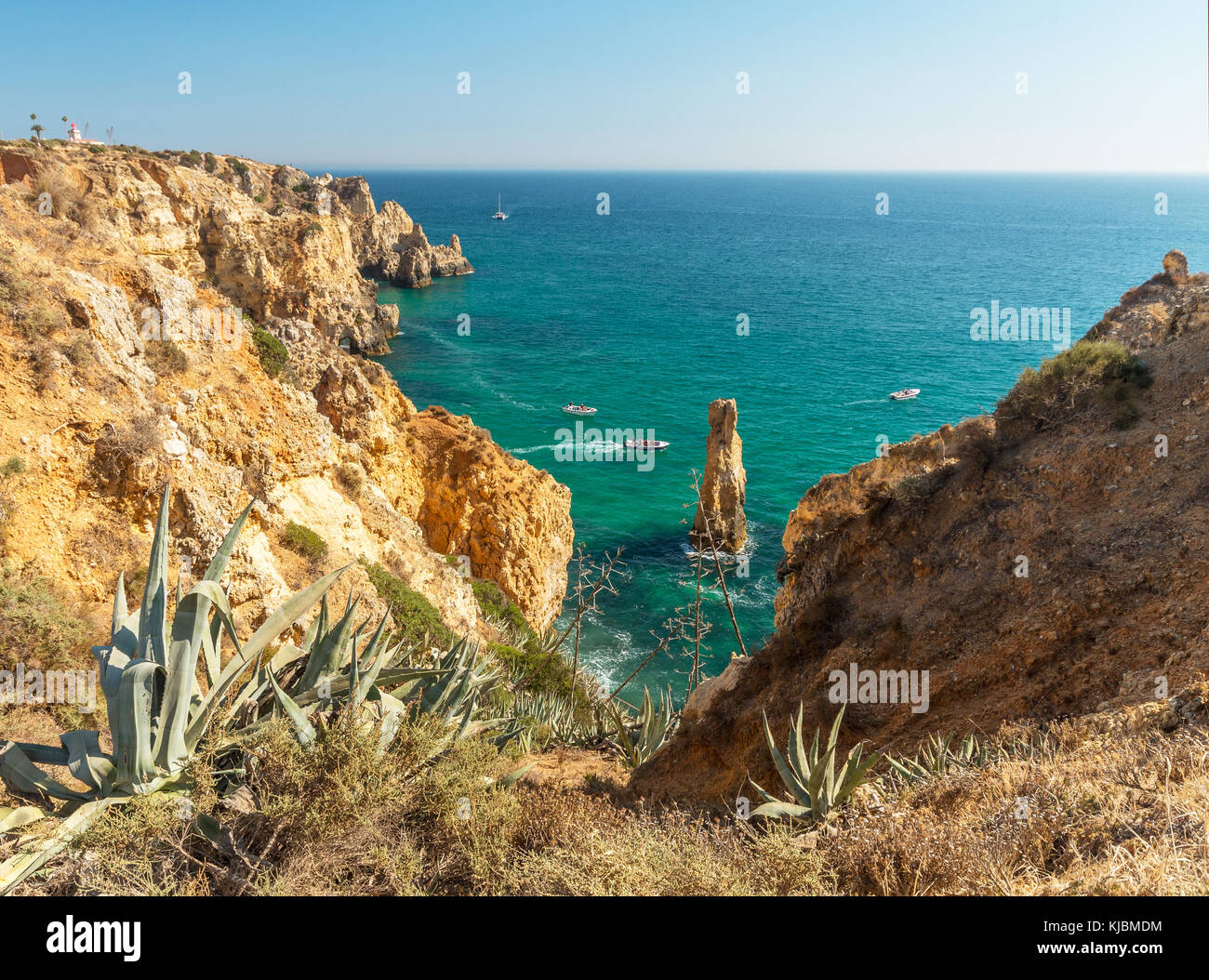 Algarve coastline near Lagos, Portugal, Europe Stock Photo