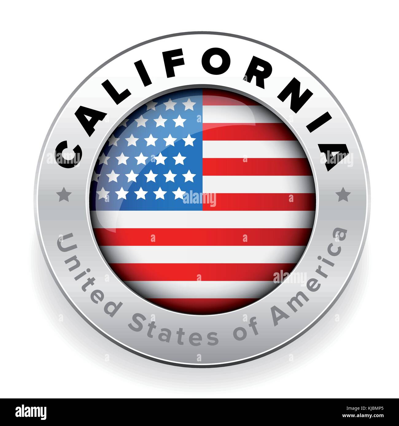 California USA steel button Stock Vector