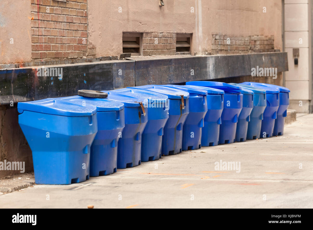Blue garbage cans in the street of Toronto, Canada Stock Photo Alamy