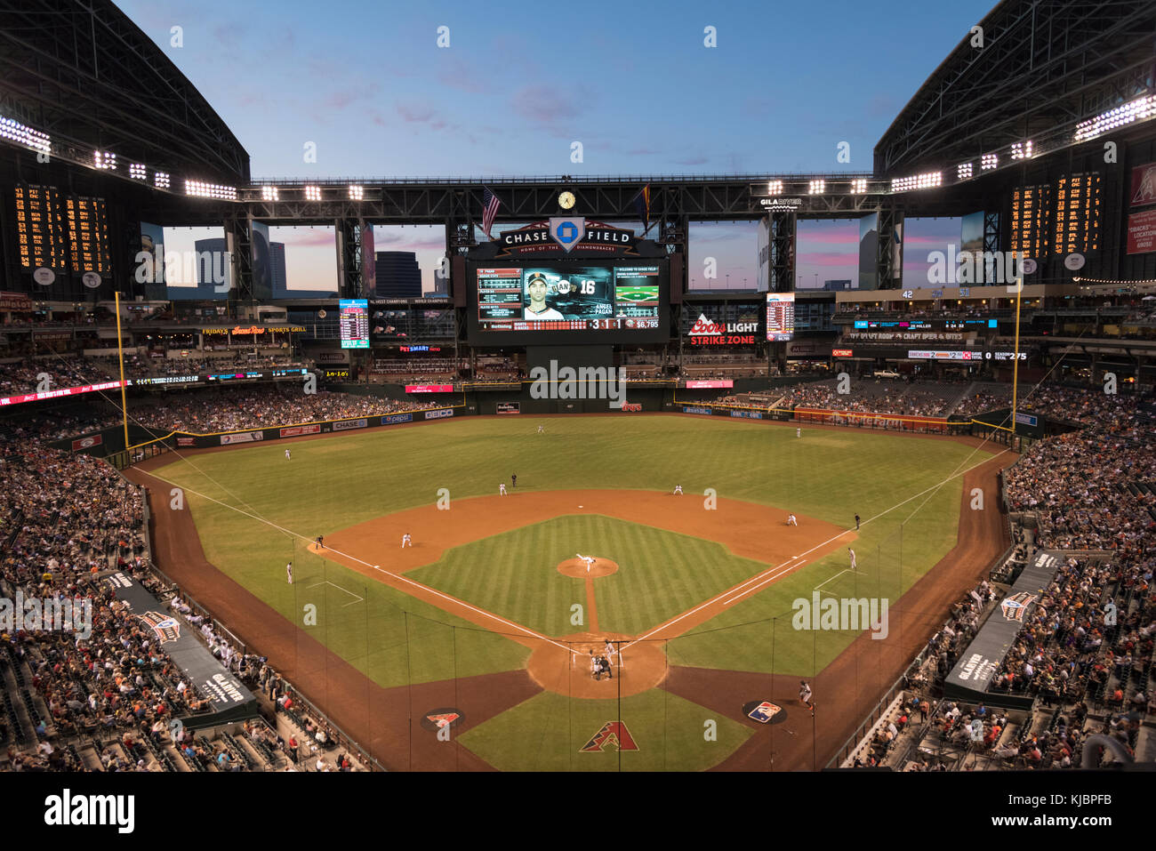 SF Giants at bat against the Arizona Diamondbacks, Chase Fields, Phoenix, Arizona Stock Photo