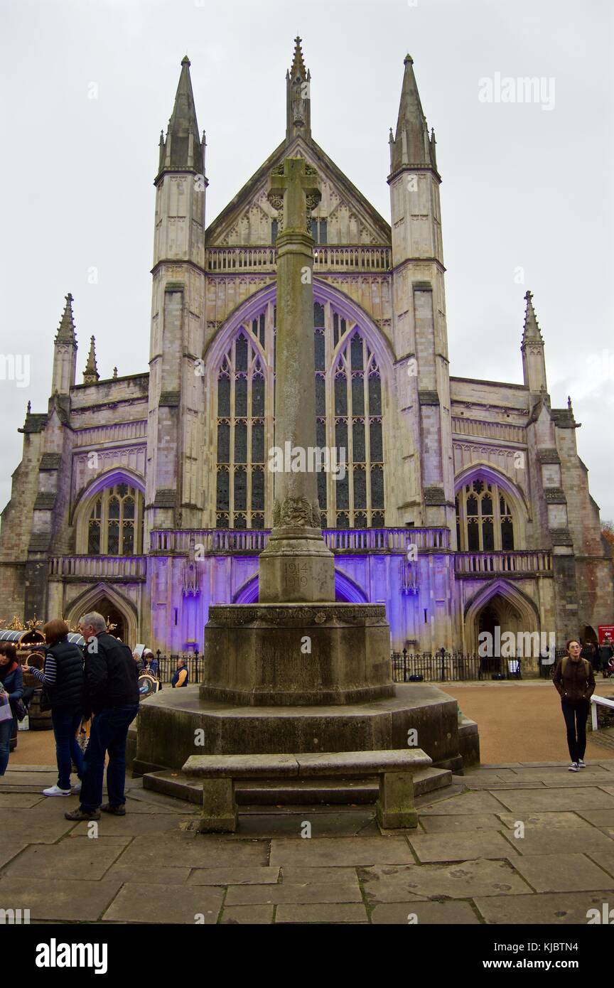 Front view of Winchester Cathedral, Winchester, UK Stock Photo Alamy