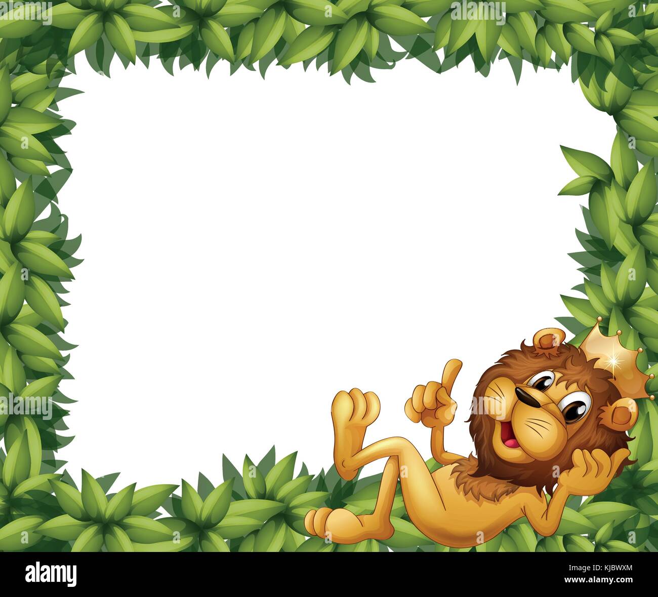 Illustration of a lion with a crown in a leafy frame Stock Vector Image &  Art - Alamy